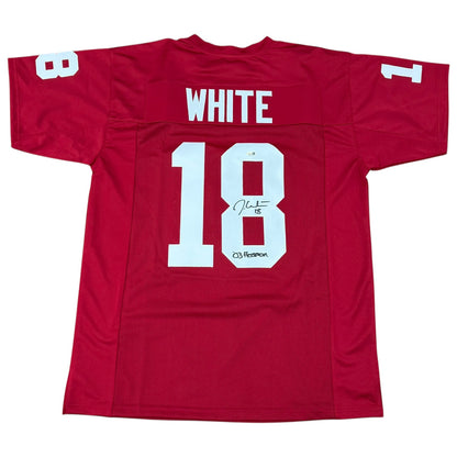 Jason White Autographed Oklahoma (Red #18) Custom Jersey - JSA