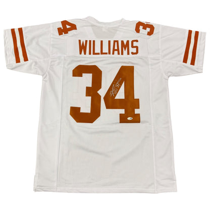Ricky Williams Autographed Texas Longhorns (White #34) Custom Jersey - JSA
