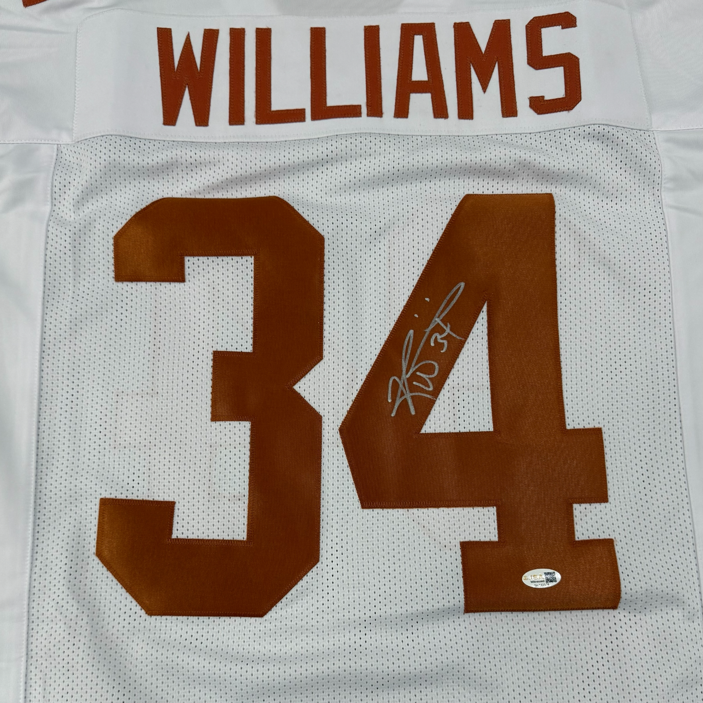 Ricky Williams Autographed Texas Longhorns (White #34) Custom Jersey - JSA