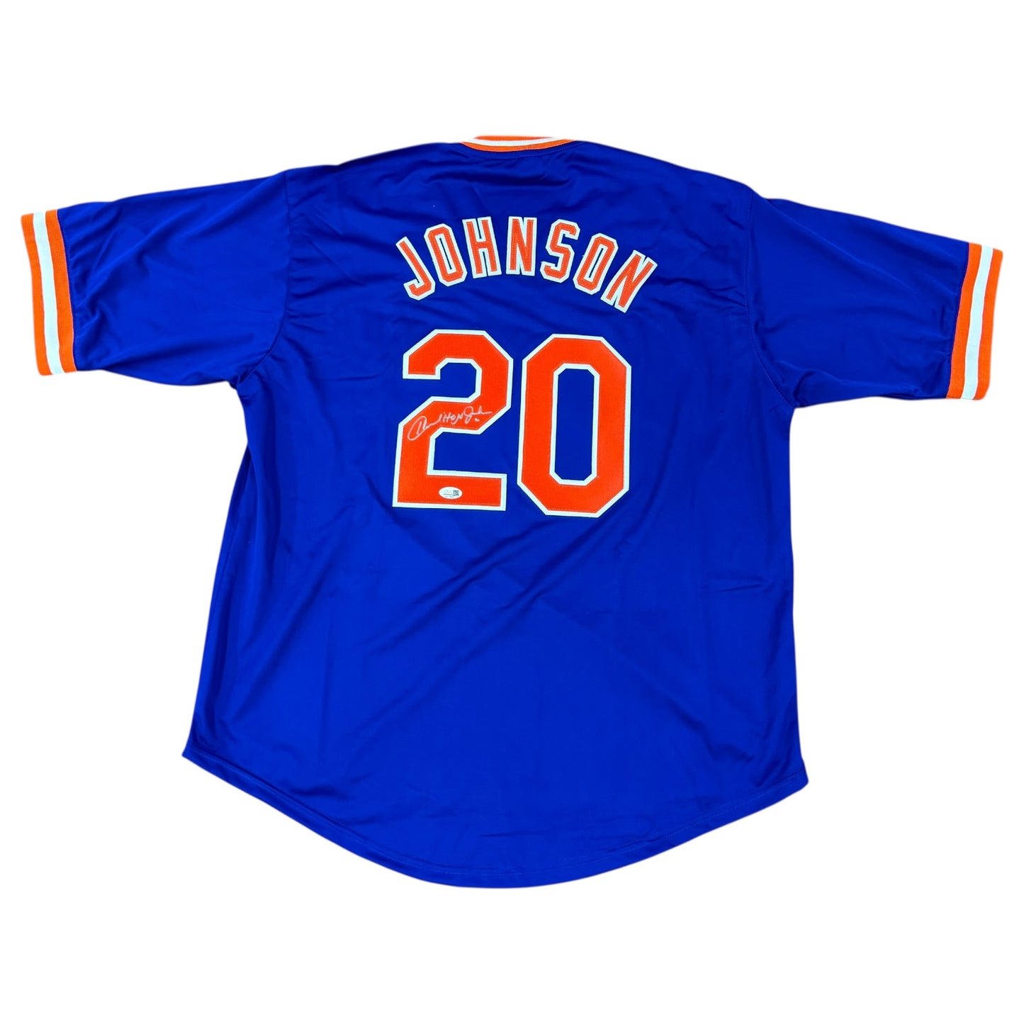 Howard Johnson Autographed New York (Blue #20) Custom Jersey - JSA