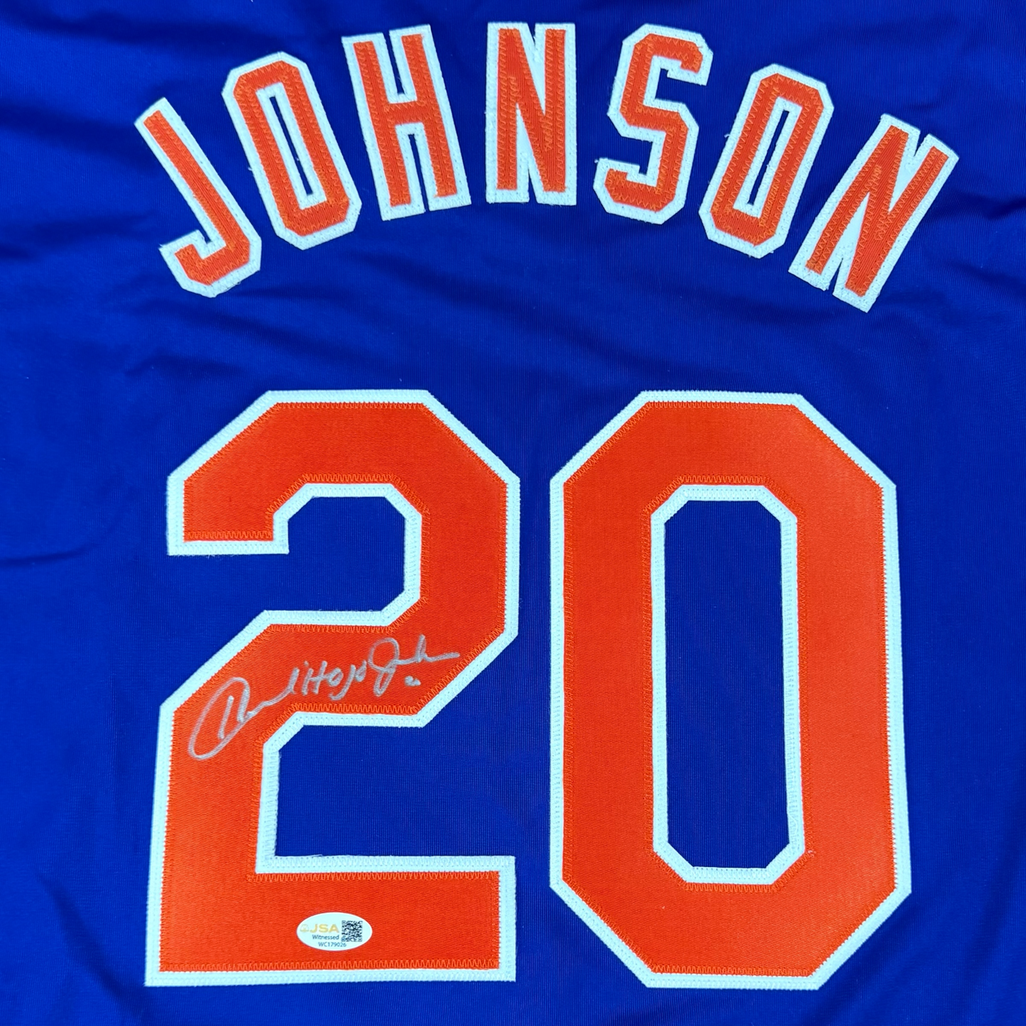 Howard Johnson Autographed New York (Blue #20) Custom Jersey - JSA