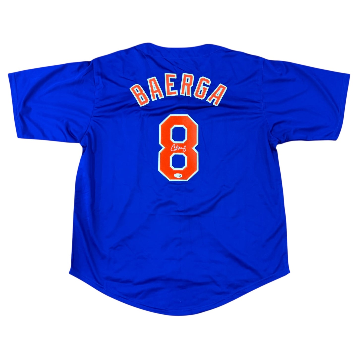 Carlos Baerga Autographed New York (Blue #8) Custom Jersey - JSA