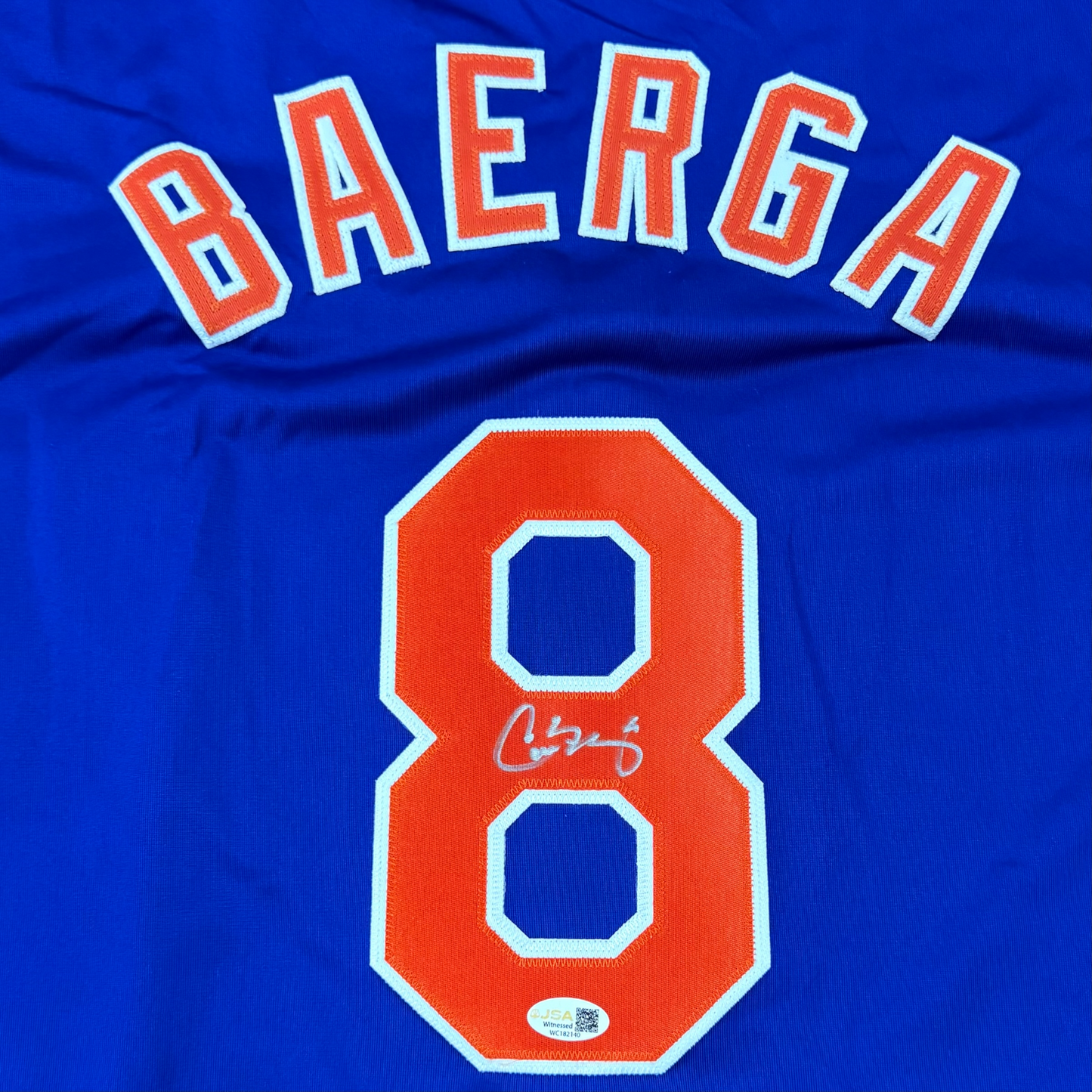Carlos Baerga Autographed New York (Blue #8) Custom Jersey - JSA
