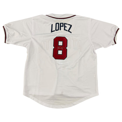 Javier Lopez Autographed Atlanta Braves (White #8) Custom Jersey - JSA