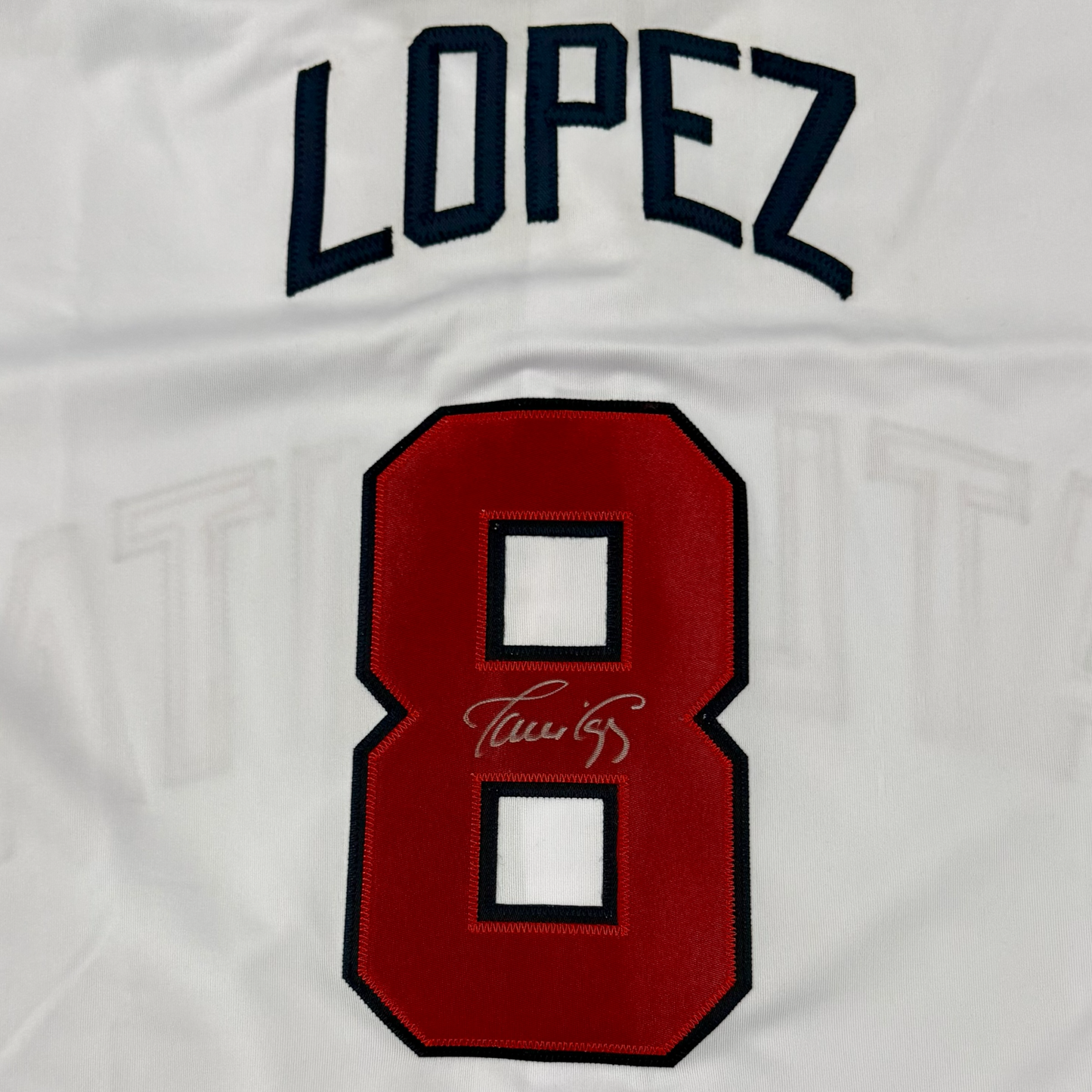 Javier Lopez Autographed Atlanta Braves (White #8) Custom Jersey - JSA