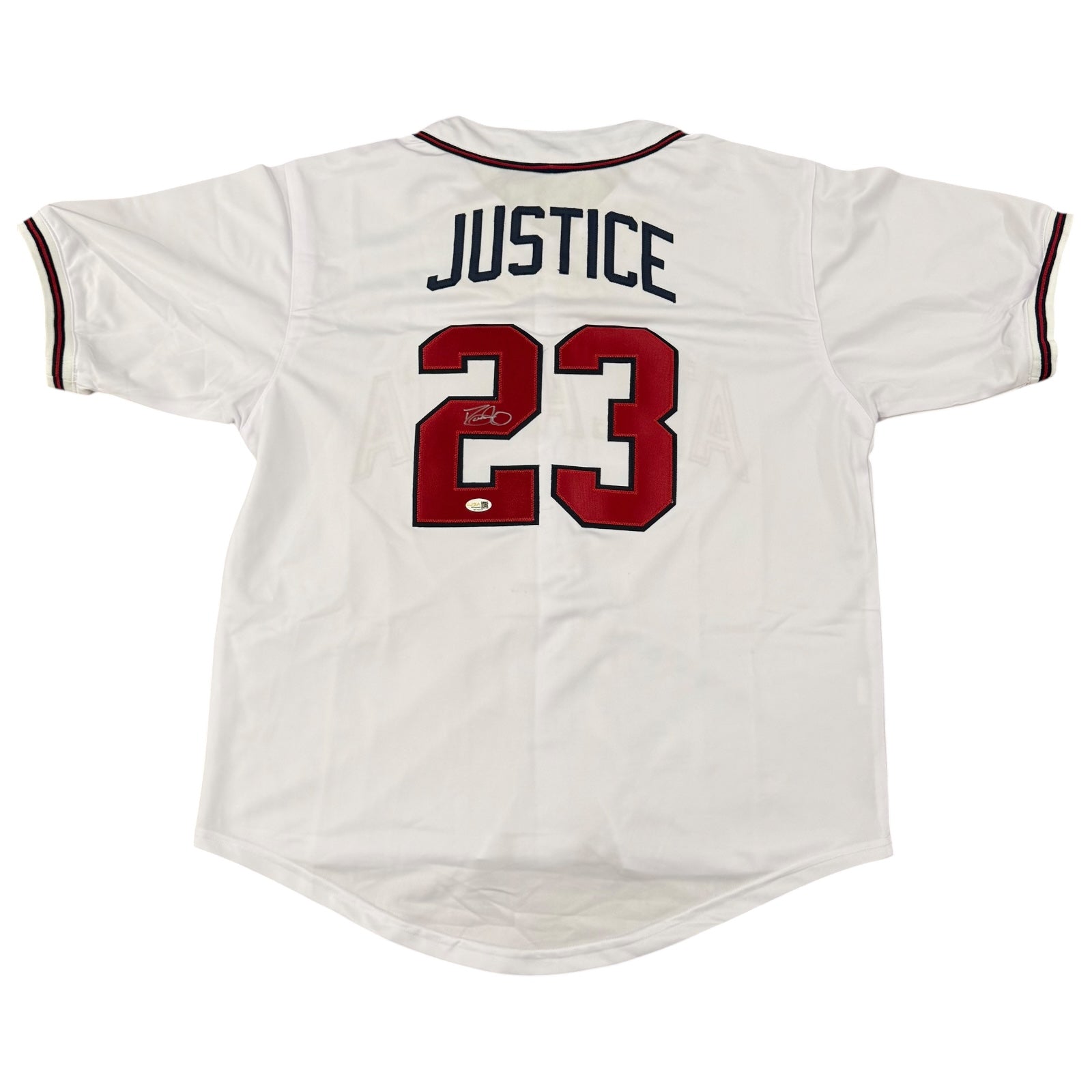 David Justice Autographed Atlanta Braves (White #23) Custom Jersey - JSA