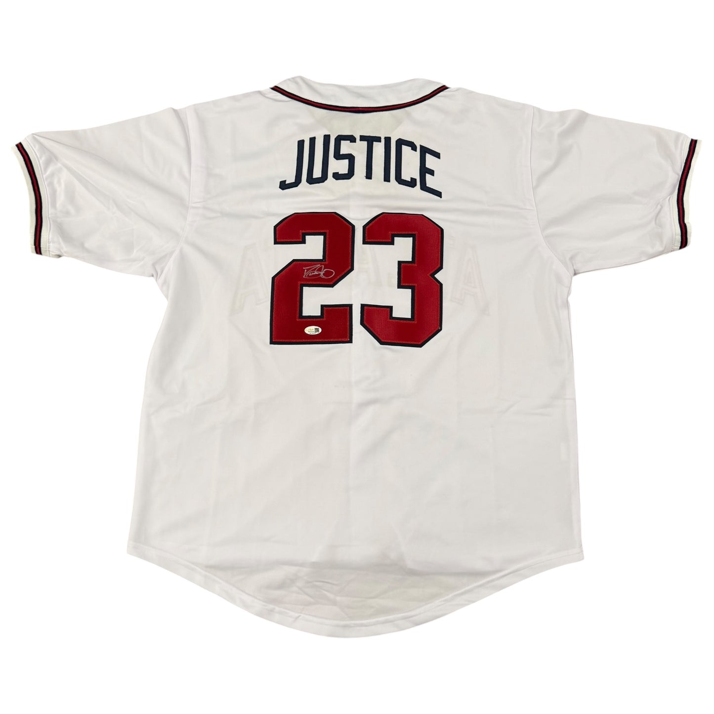 David Justice Autographed Atlanta Braves (White #23) Custom Jersey - JSA