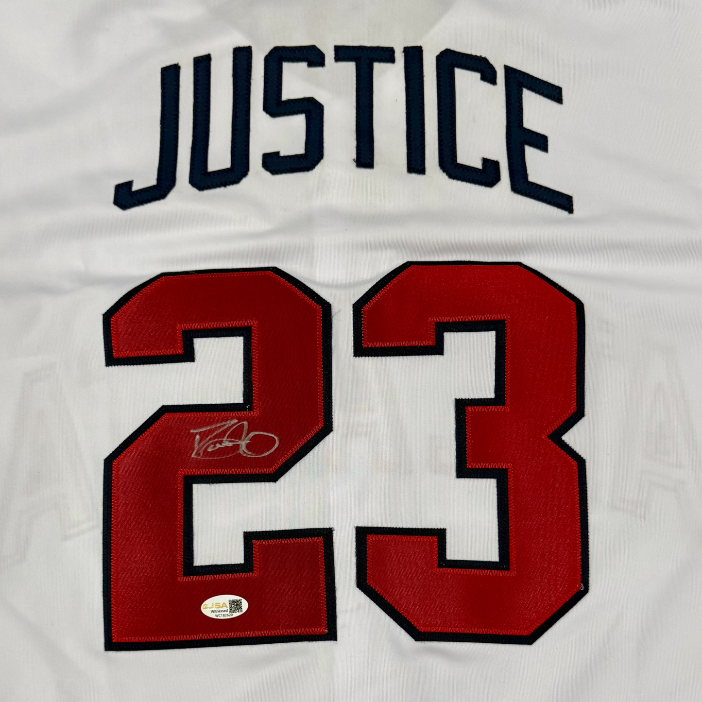 David Justice Autographed Atlanta Braves (White #23) Custom Jersey - JSA
