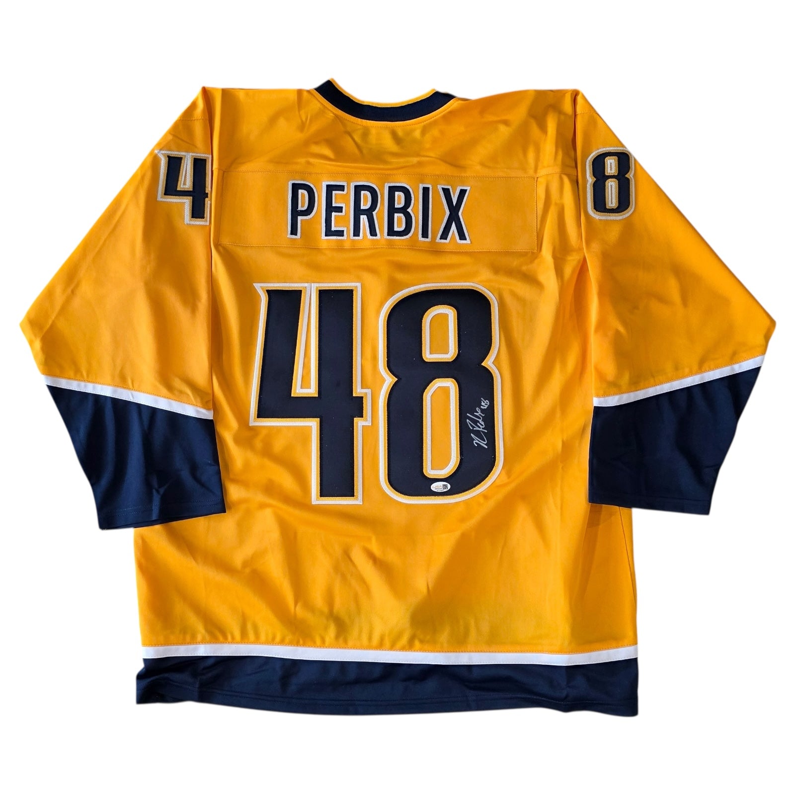 Nick Perbix Autographed Nashville (Gold #48) Custom Hockey Jersey - JSA