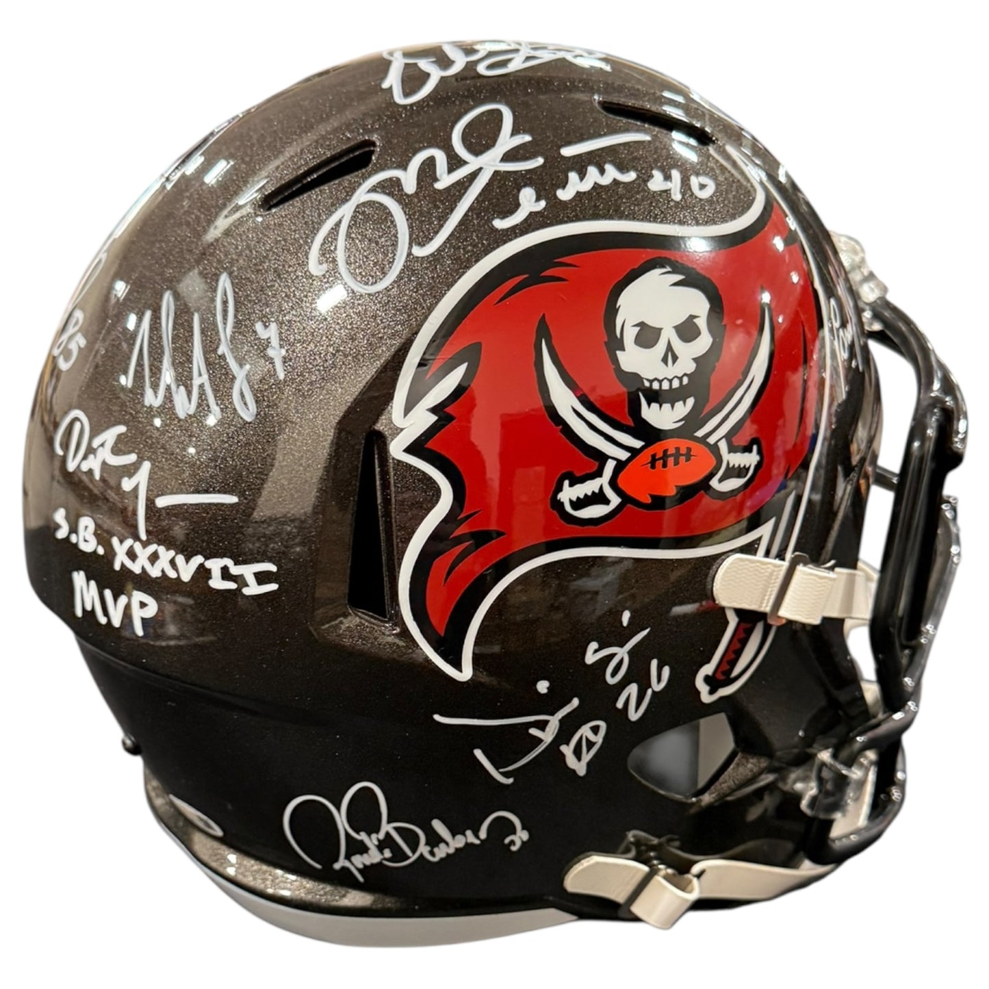 Tampa Bay Buccaneers Super Bowl XXXVII Champs Team Autographed Deluxe Full-Size Replica Helmet - 12 Autographs