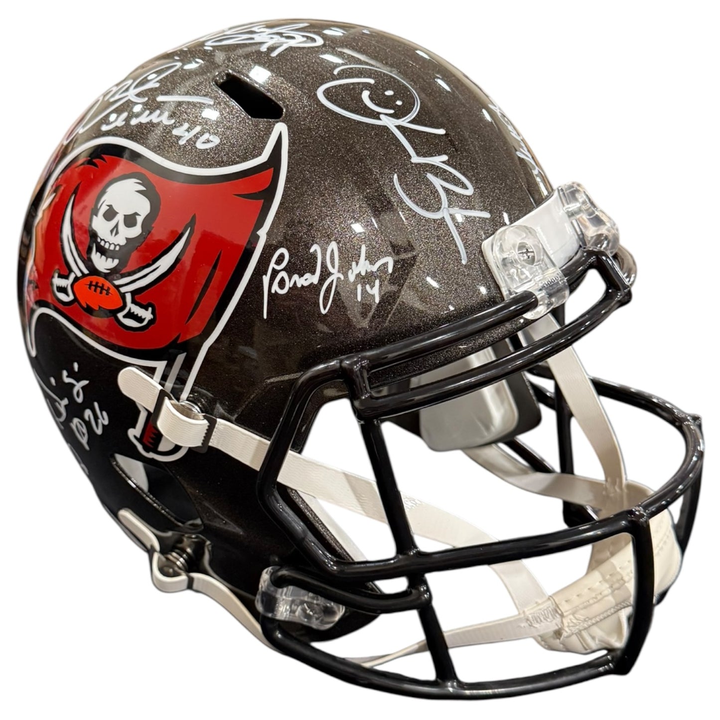 Tampa Bay Buccaneers Super Bowl XXXVII Champs Team Autographed Deluxe Full-Size Replica Helmet - 12 Autographs