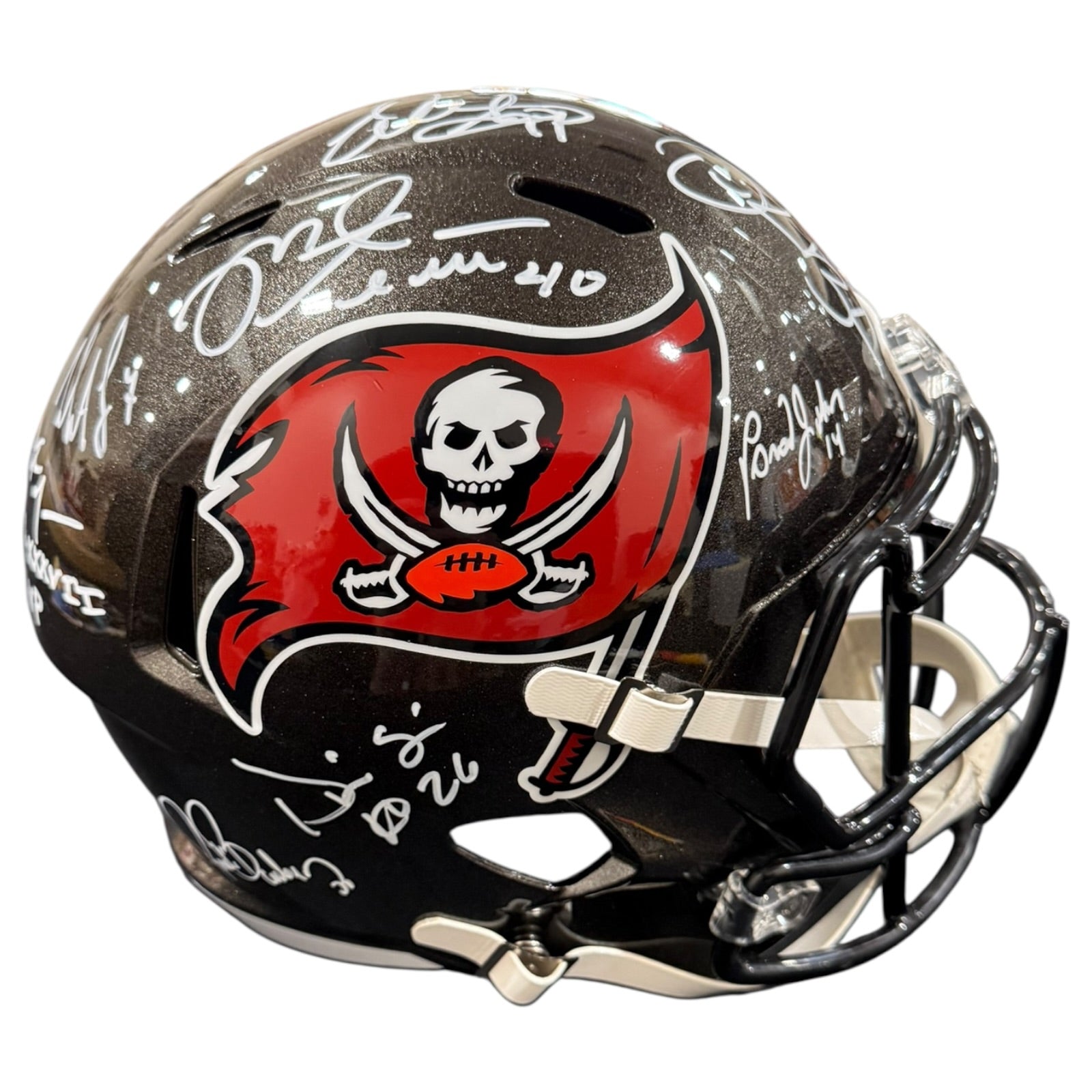Tampa Bay Buccaneers Super Bowl XXXVII Champs Team Autographed Deluxe Full-Size Replica Helmet - 12 Autographs