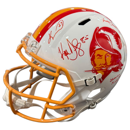 Tampa Bay Buccaneers Super Bowl XXXVII Champs Team Autographed Throwback White Deluxe Full-Size Replica Helmet - 12 Autographs