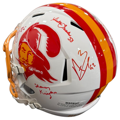 Tampa Bay Buccaneers Super Bowl XXXVII Champs Team Autographed Throwback White Deluxe Full-Size Replica Helmet - 12 Autographs