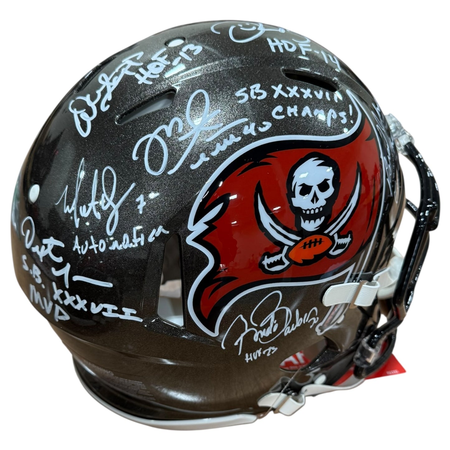 Tampa Bay Buccaneers Super Bowl XXXVII Champs Team Autographed Authentic Proline Helmet - 7 Autographs