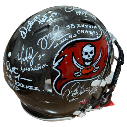 Tampa Bay Buccaneers Super Bowl XXXVII Champs Team Autographed Authentic Proline Helmet - 7 Autographs