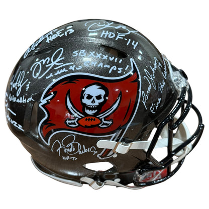 Tampa Bay Buccaneers Super Bowl XXXVII Champs Team Autographed Authentic Proline Helmet - 7 Autographs