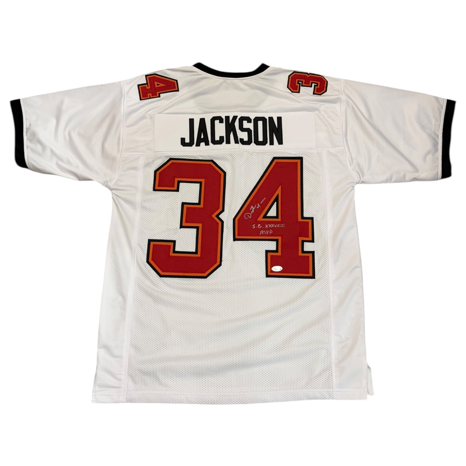 Dexter Jackson Autographed Tampa Bay (White #34) Custom Jersey w/ SB XXXVII MVP - JSA
