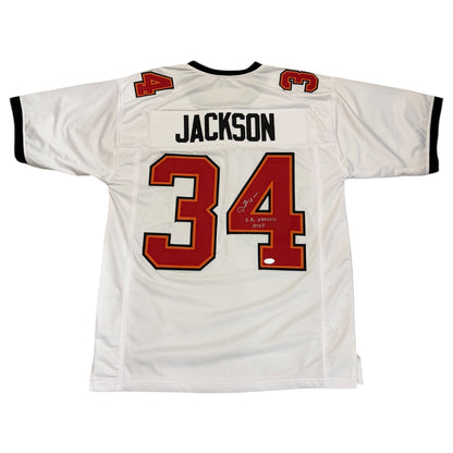 Dexter Jackson Autographed Tampa Bay (White #34) Custom Jersey w/ SB XXXVII MVP - JSA