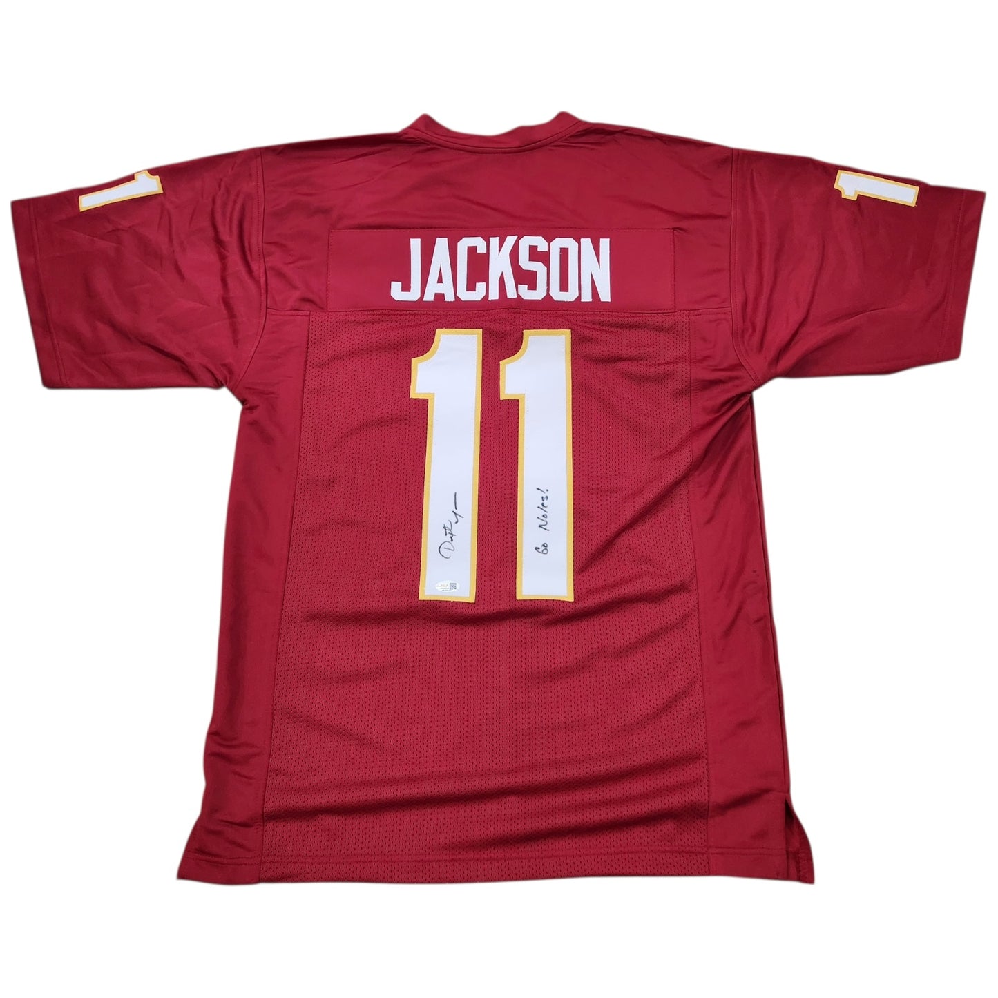 Dexter Jackson Autographed Florida State (Garnet #11) Custom Jersey w/ Go Noles!- JSA