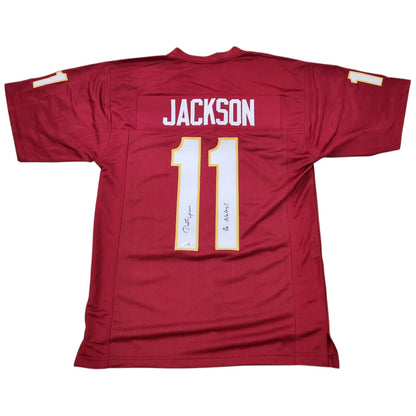 Dexter Jackson Autographed Florida State (Garnet #11) Custom Jersey w/ Go Noles!- JSA