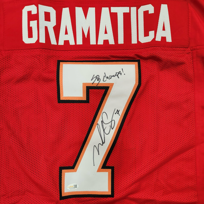 Martin Gramatica Autographed Tampa Bay (Red #7) Custom Jersey w/ SB Champs - JSA