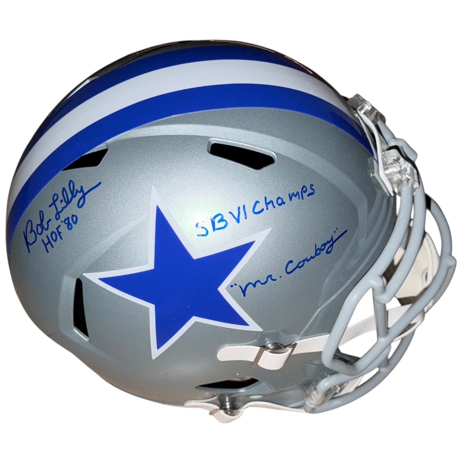 Bob Lilly Autographed Dallas Cowboys (Throwback) Deluxe Full Size Helmet w/ HOF 80 - JSA
