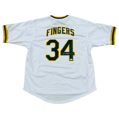 Rollie Fingers Autographed Oakland (White #34) Custom Jersey- JSA