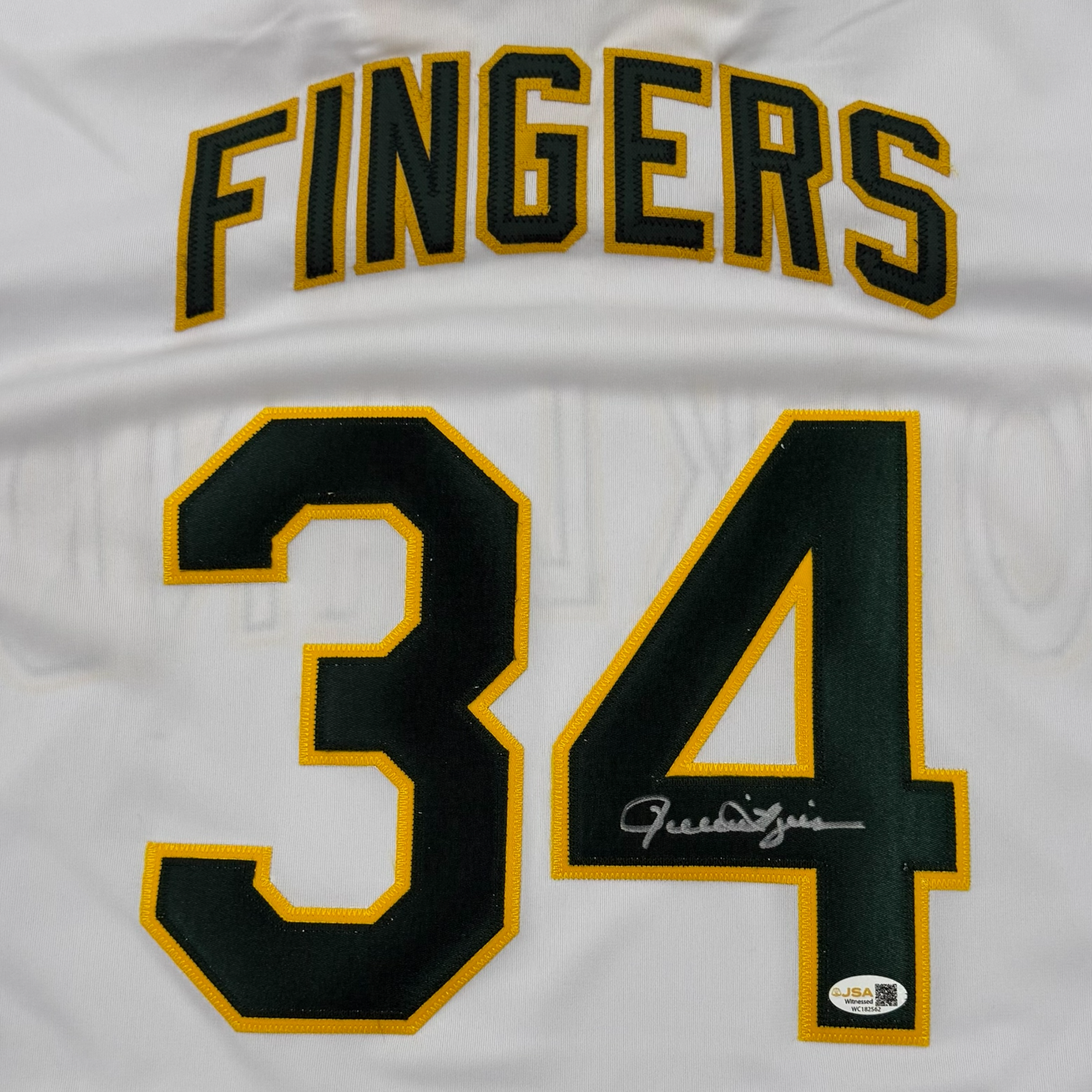 Rollie Fingers Autographed Oakland (White #34) Custom Jersey- JSA