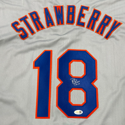 Darryl Strawberry Autographed New York Mets (Grey #18) Custom Jersey - JSA