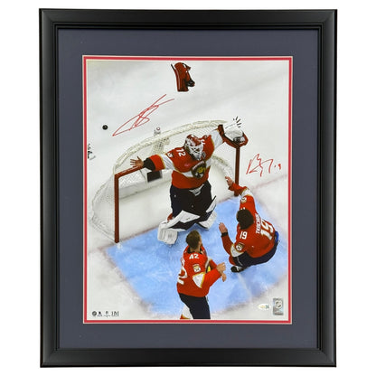 Sergei Bobrovsky And Matthew Tkachuk Autographed (2025 Stanley Cup Celebration) Deluxe Framed 16x20 Photo - JSA
