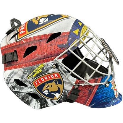 Sergei Bobrovsky Autographed Florida Panthers Full-Size Goalie Mask - Yellow Paint Pen - JSA
