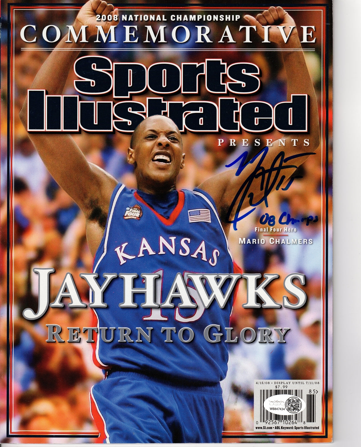 Mario Chalmers Autographed Kansas Jayhawks Commemorative Sports Illustrated Magazine - JSA