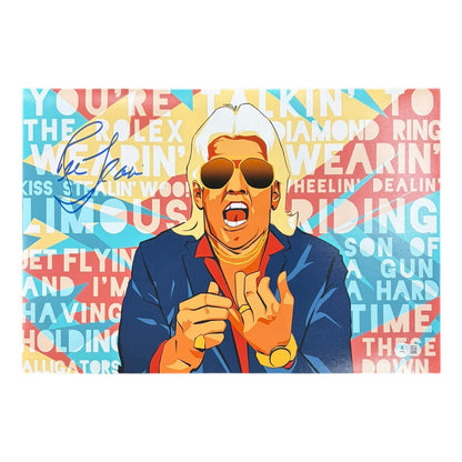 Ric Flair Autographed Wrestling (Cartoon Collage) 12x18 Photo - Beckett