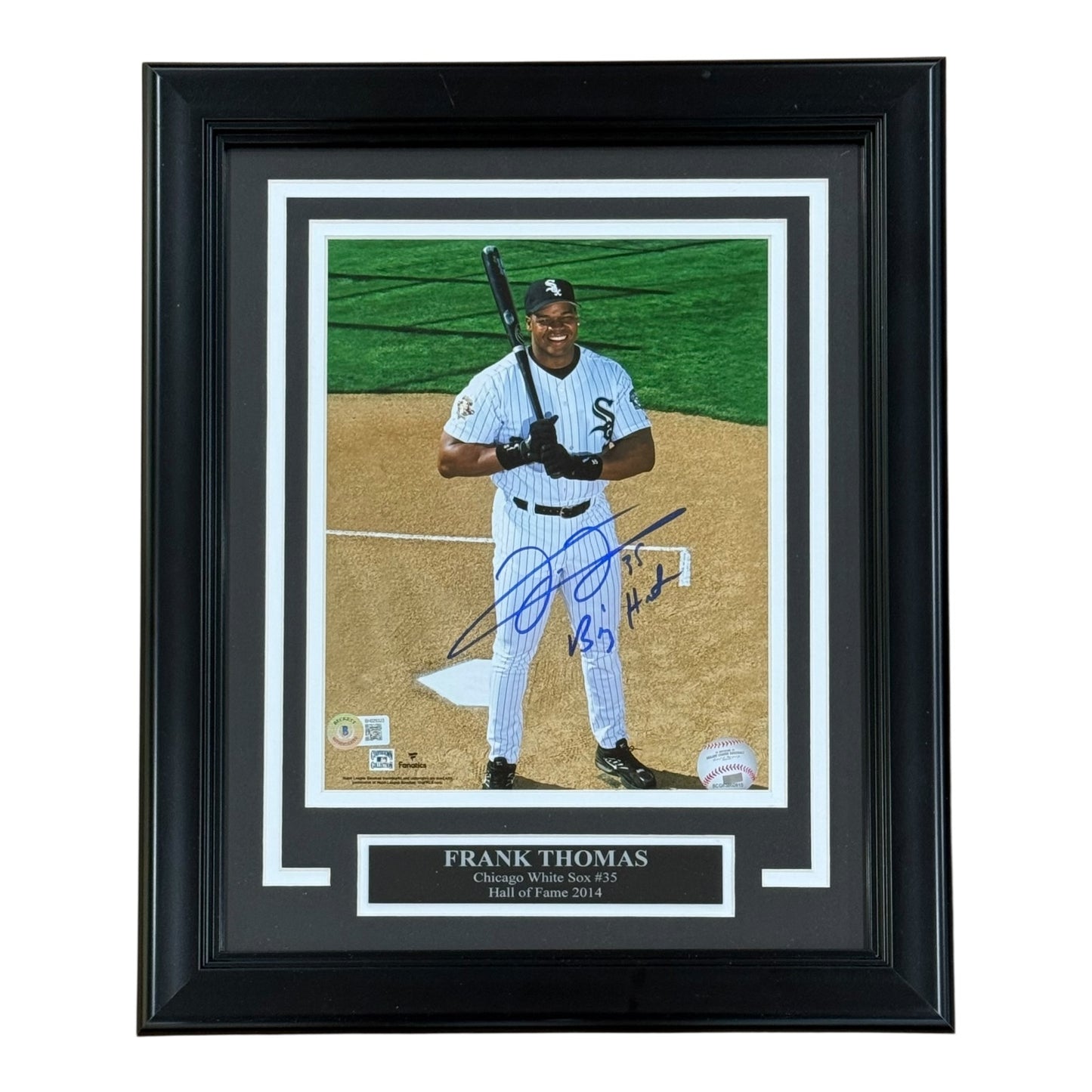 Frank Thomas Autographed Chicago White Sox (Pose) Deluxe Framed 8x10 Photo w / "Big Hurt" - Beckett