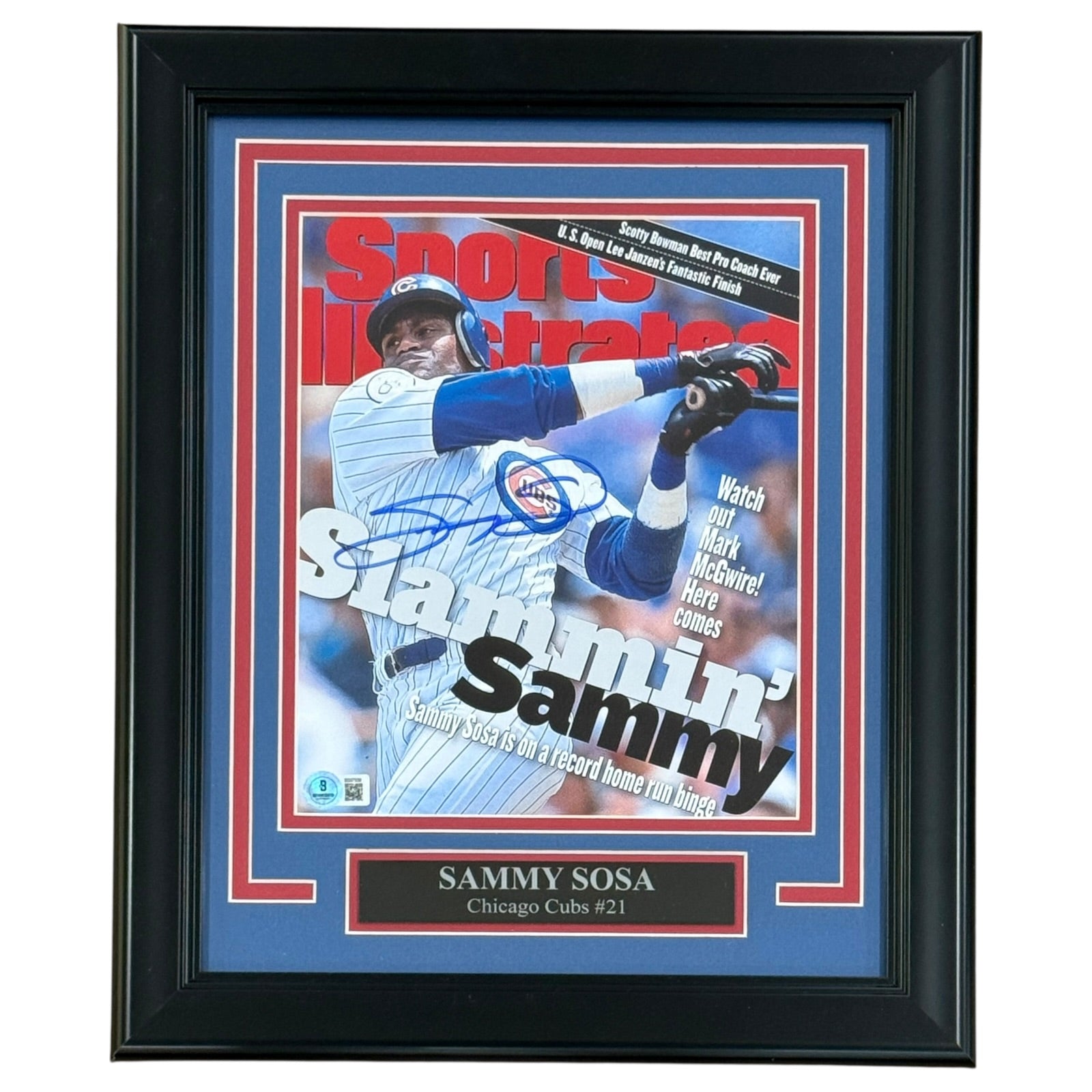 Sammy Sosa Autographed Chicago Cubs (Sports Illustrated Cover) Deluxe Framed 8x10 Photo - Beckett