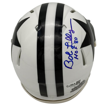 Bob Lilly Autographed Dallas Cowboys (White Throwback) Mini Helmet w/ HOF 80 - JSA