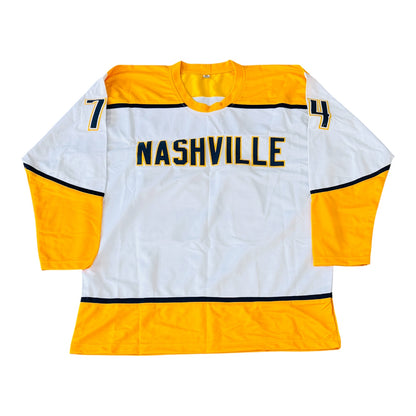 Juuse Saros Autographed Nashville (White #74) Custom Hockey Jersey - JSA