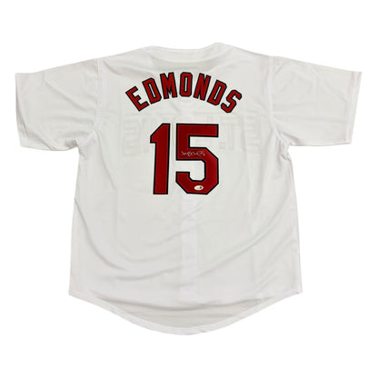 Jim Edmonds Autographed St. Louis (White #15) Custom Stitched Jersey - JSA
