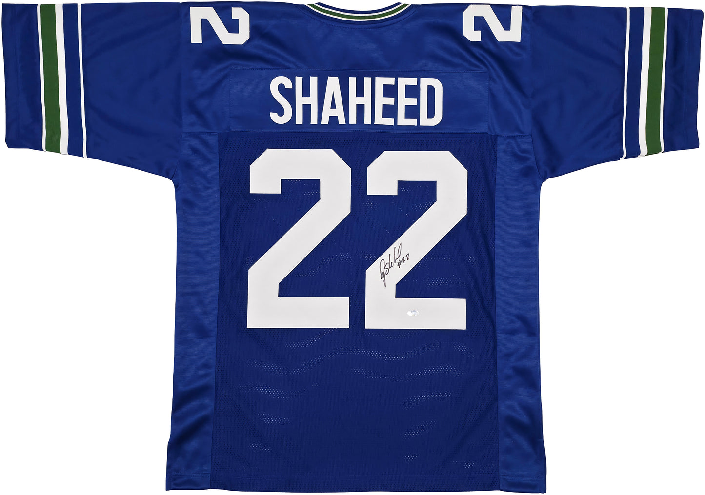 Rashid Shaheed Autographed Seattle Seahawks (Blue Throwback #22) Custom Jersey - MCS