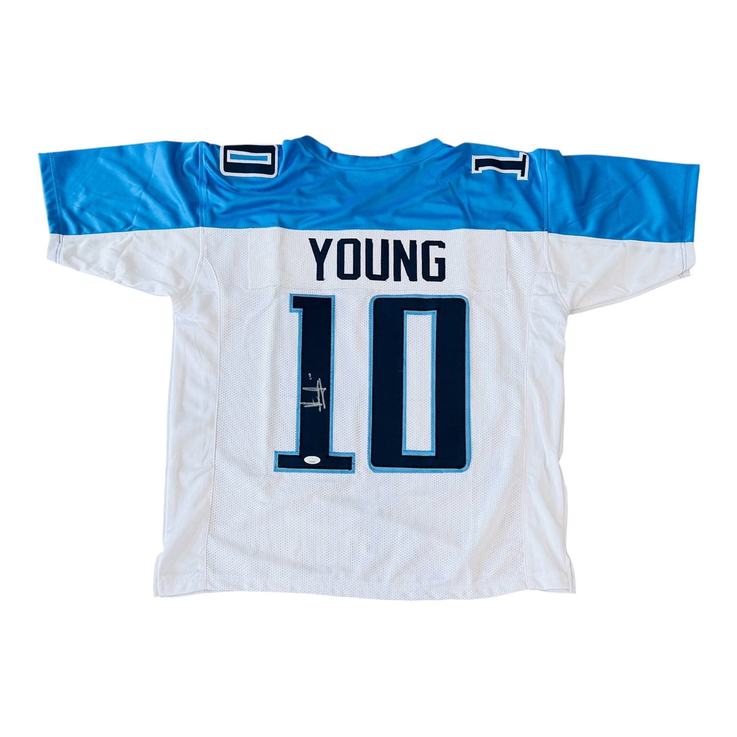 Vince Young Autographed Tennessee (White #10) Custom Stitched Jersey - JSA