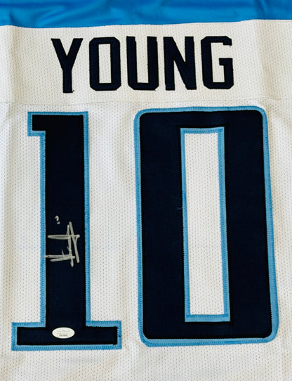 Vince Young Autographed Tennessee (White #10) Custom Stitched Jersey - JSA