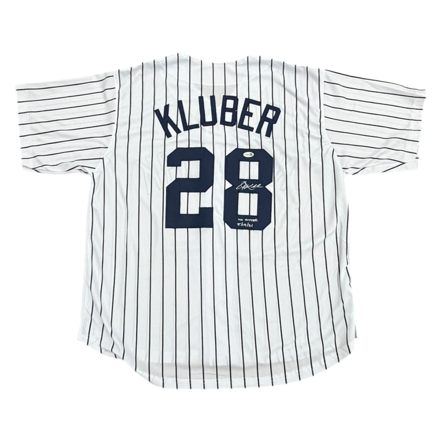 Corey Kluber Autographed New York (Pinstripe #28) Custom Jersey w/ No Hitter 5/19/21 - JSA