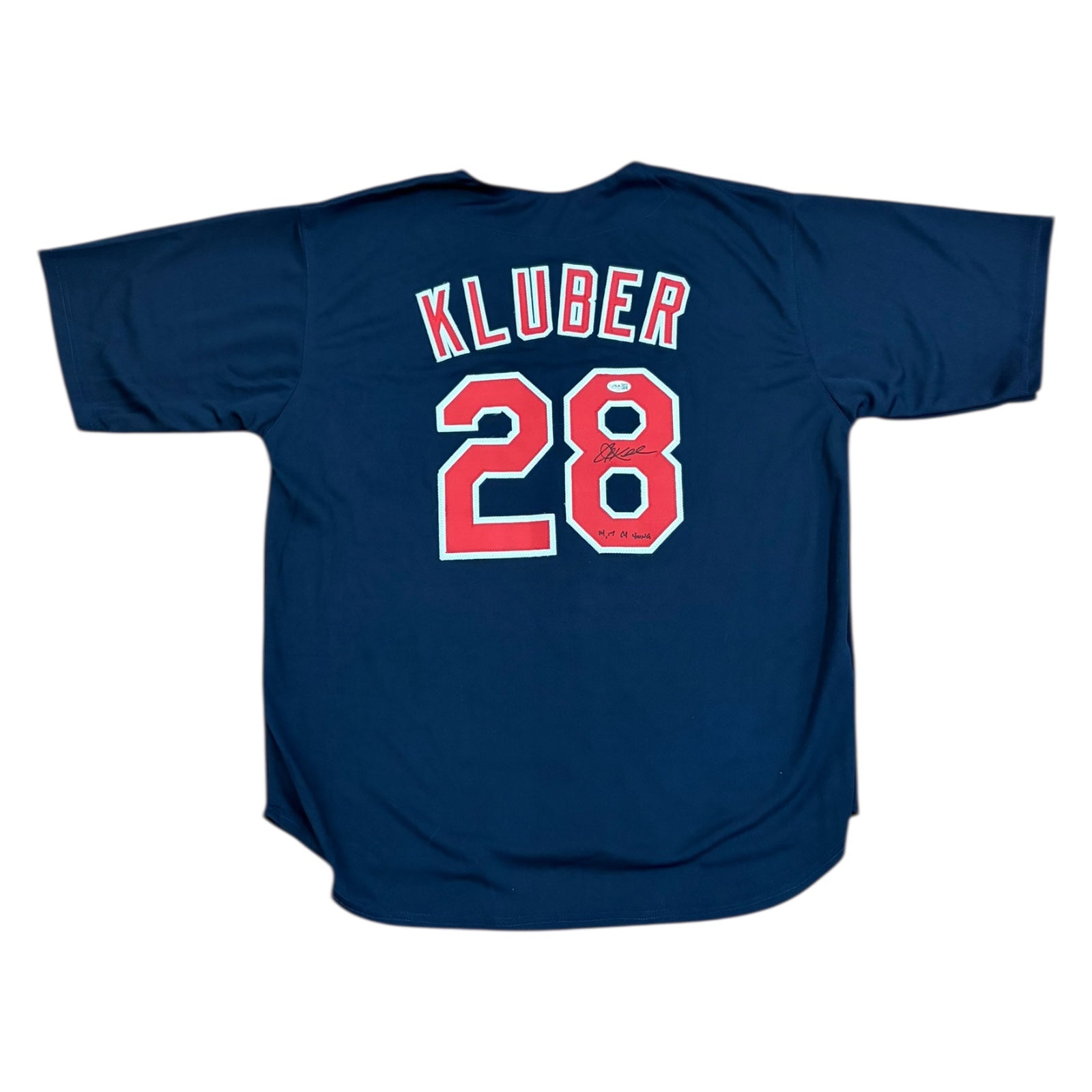 Corey Kluber Autographed Cleveland (Blue #28) Custom Jersey w/ 14/17 Cy Young - JSA