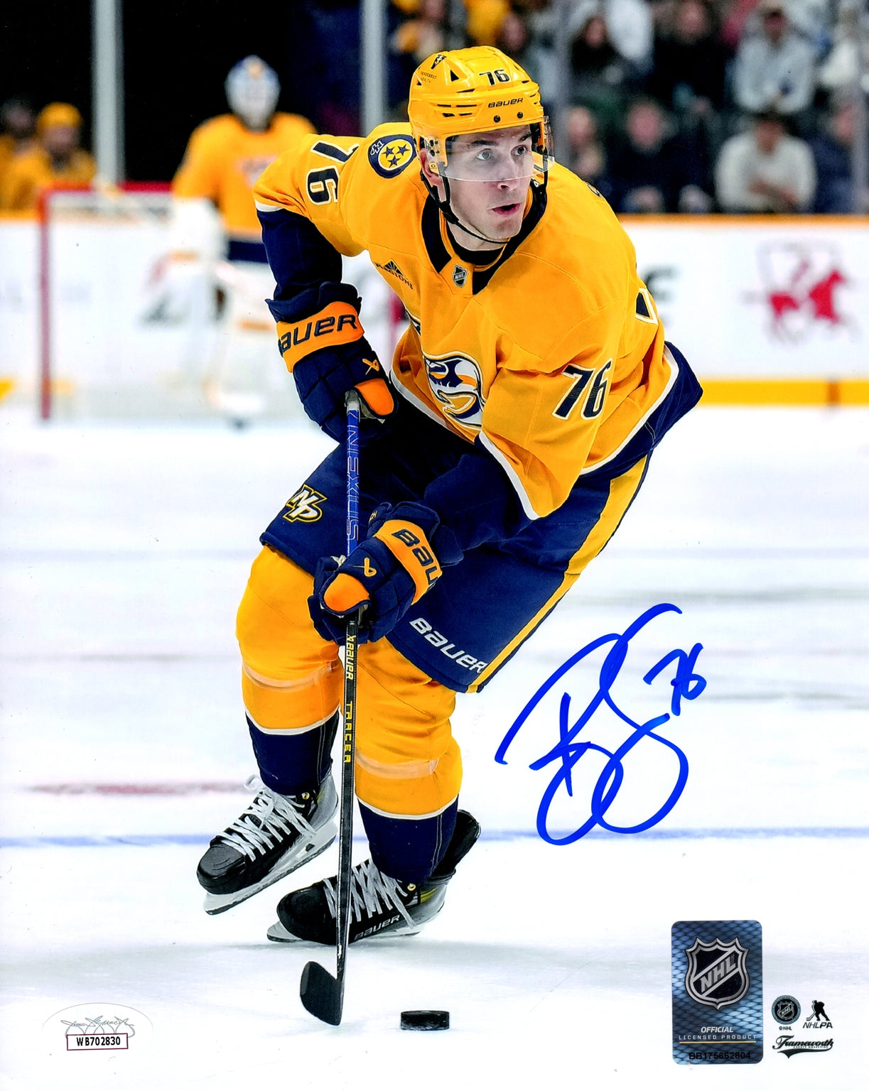 Brady Skjei Autographed Nashville Predators (Gold Jersey) 8x10 Photo - JSA