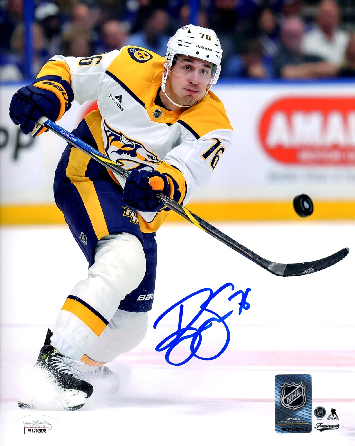 Brady Skjei Autographed Nashville Predators (White Jersey) 8x10 Photo - JSA