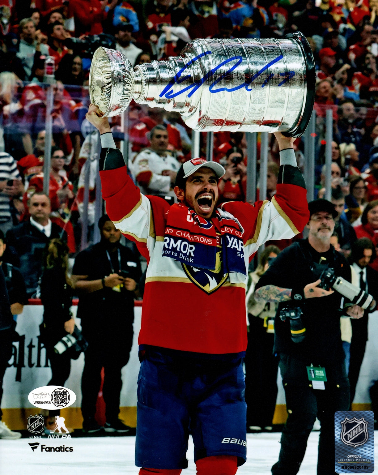Evan Rodrigues Autographed Florida Panthers (Stanley Cup Trophy) 8x10 Photo - JSA