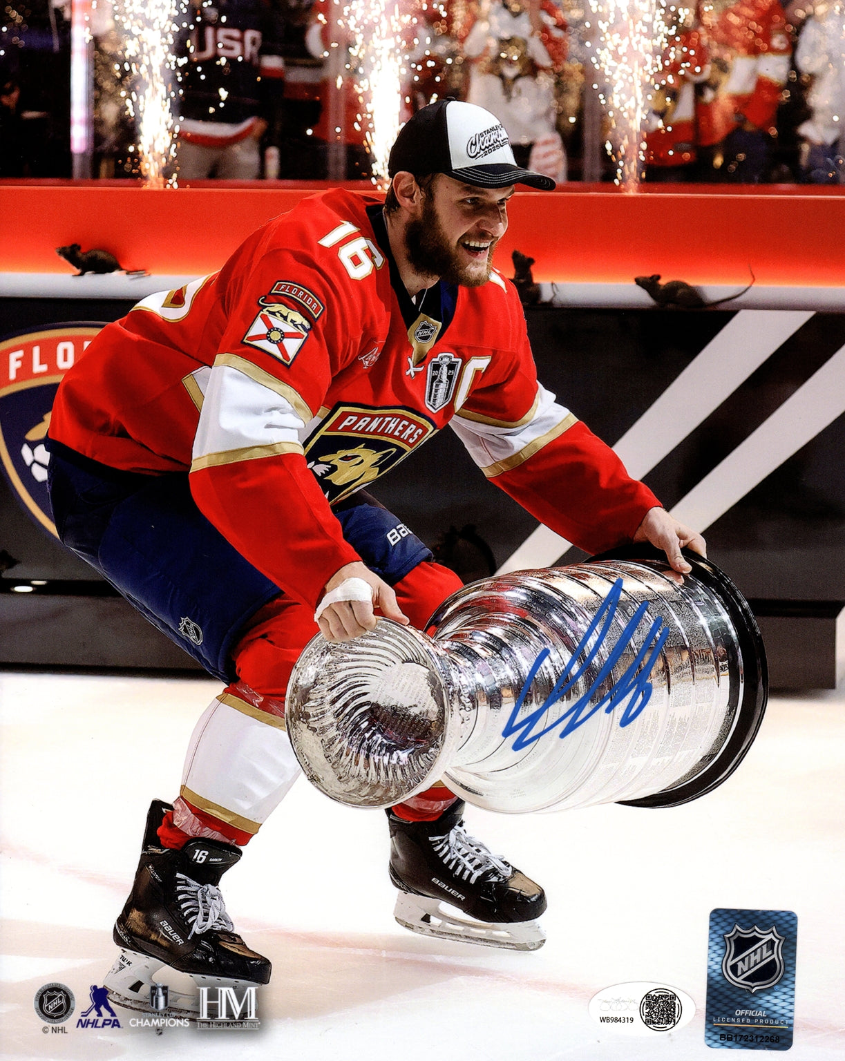Aleksander Barkov Autographed Florida Panthers (2025 Stanley Cup Trophy) 8x10 Photo - JSA
