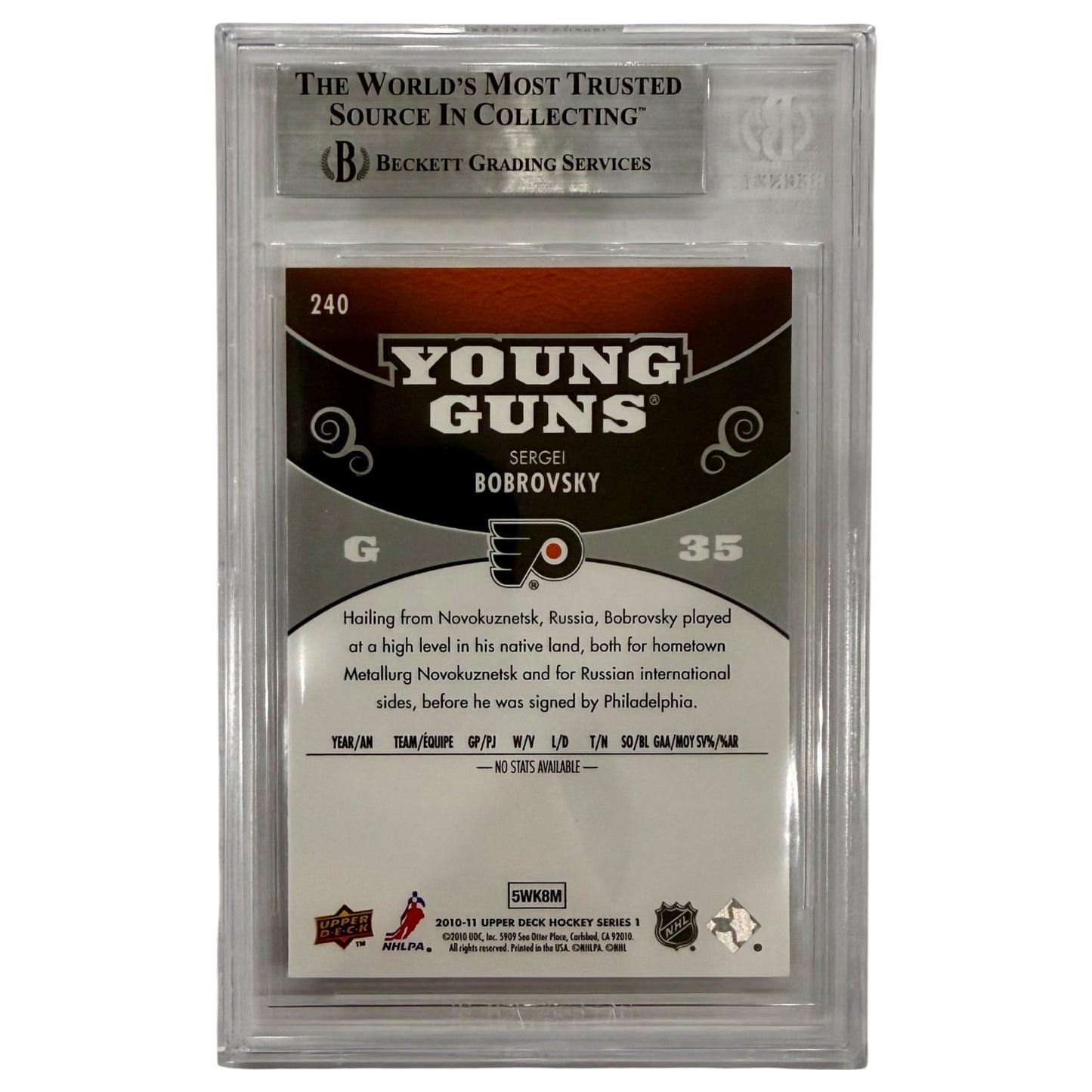 Sergei Bobrovsky Autographed 2010-11 Upper Deck Young Guns #240 Rookie Card - Beckett
