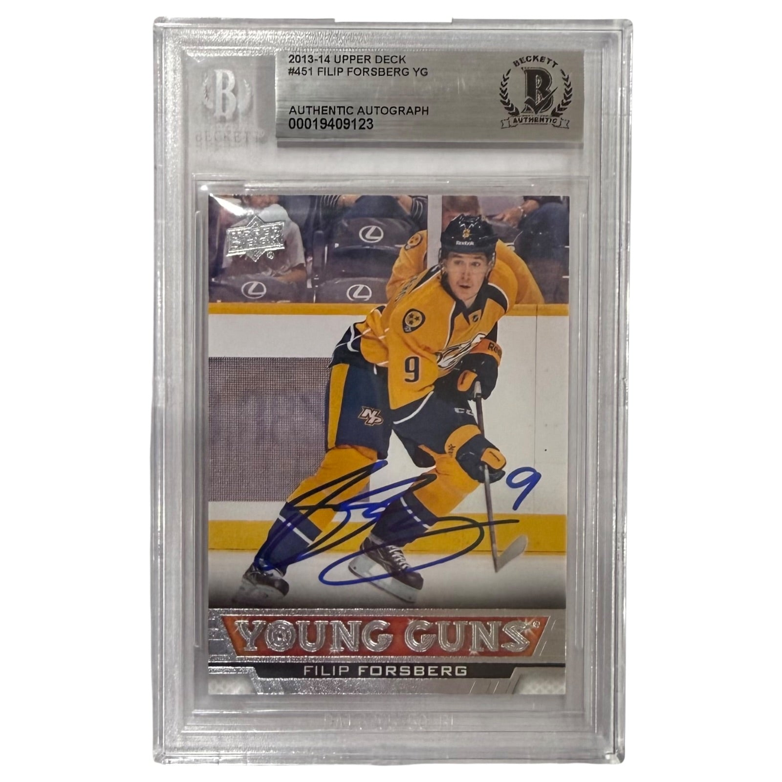 Filip Forsberg Autographed 2013-14 Upper Deck Young Guns #451 Rookie Card - Beckett